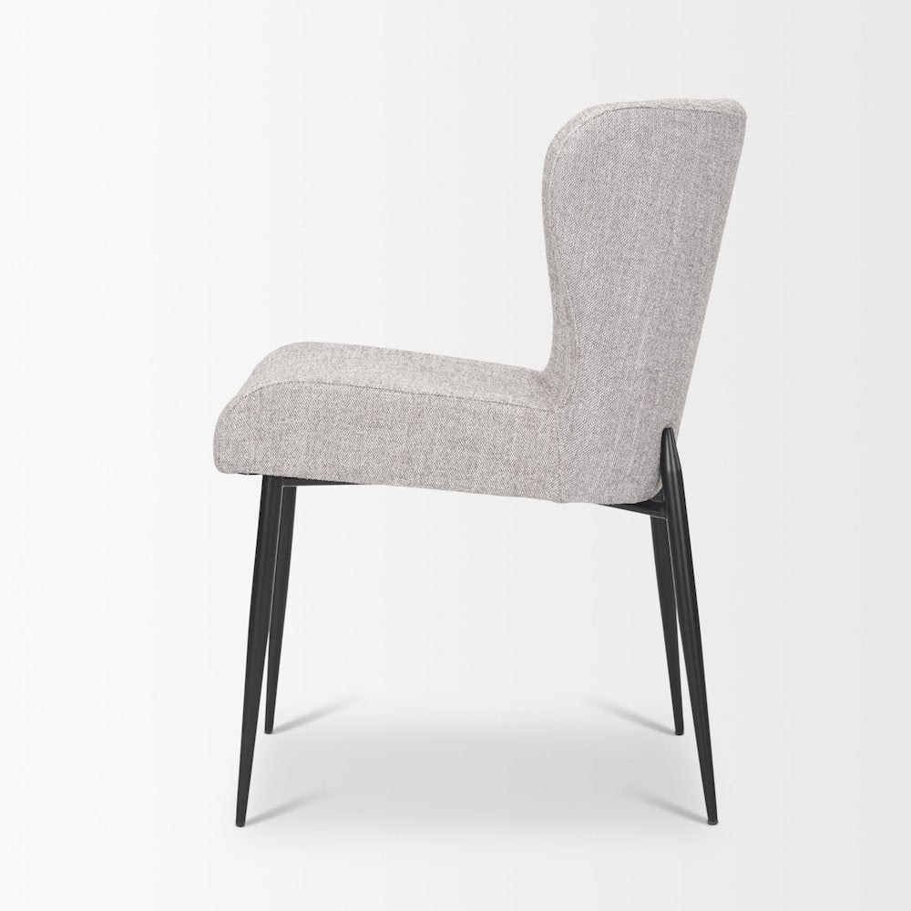 Hartt Dining Chair W/ Matte Black Metal Frame and Gray Fabric