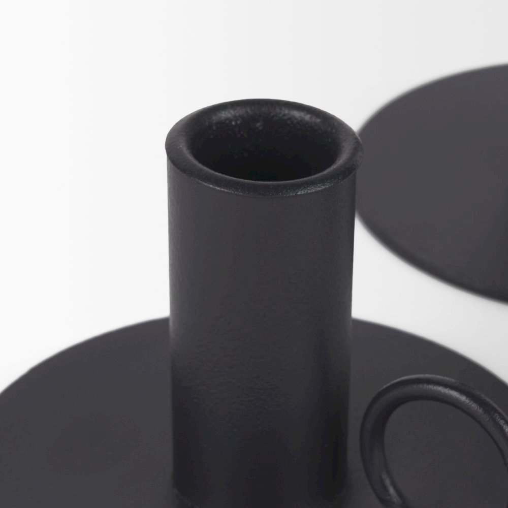 Noir Matte Black Metal Candle Holders (Set of 3)