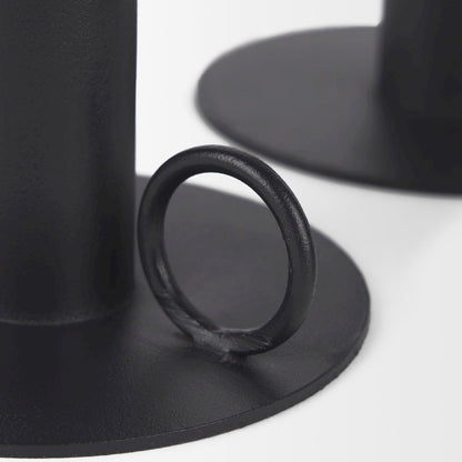 Noir Matte Black Metal Candle Holders (Set of 3)