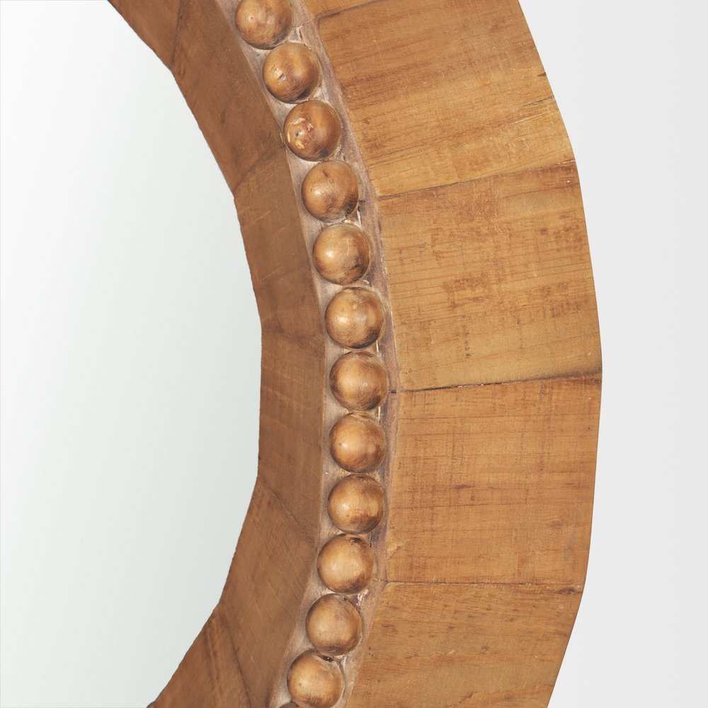 Ranela Light Brown Beaded Wooden Wall Mirror
