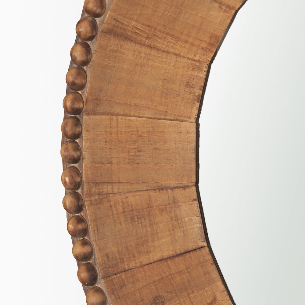 Ranela Light Brown Beaded Wooden Wall Mirror