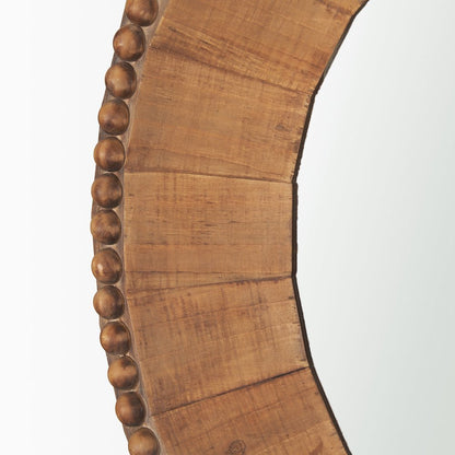 Ranela Light Brown Beaded Wooden Wall Mirror