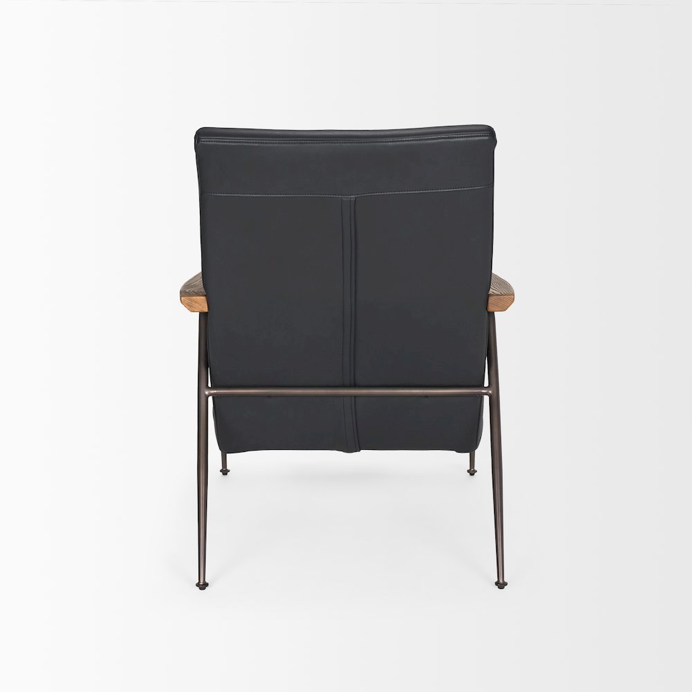 Grosjean Black Leather w/ Black Metal Frame Accent Chair