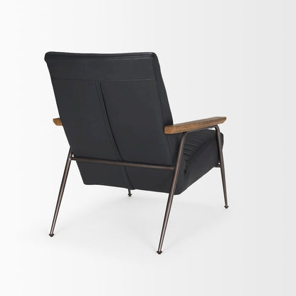 Grosjean Black Leather w/ Black Metal Frame Accent Chair