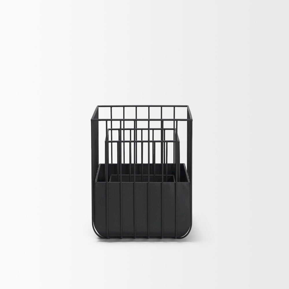 Verna Matte Black Wire Cage Metal Planters (Set of 2)
