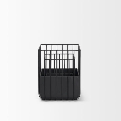 Verna Matte Black Wire Cage Metal Planters (Set of 2)