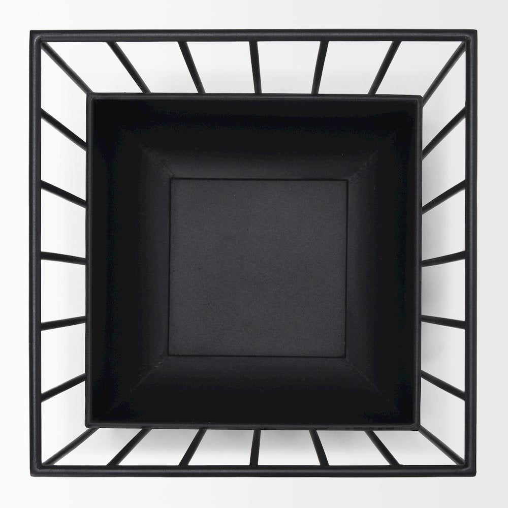 Verna Matte Black Wire Cage Metal Planters (Set of 2)