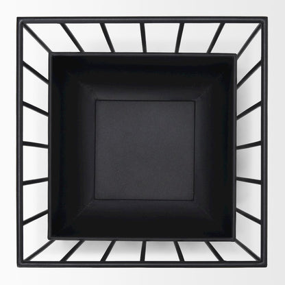 Verna Matte Black Wire Cage Metal Planters (Set of 2)