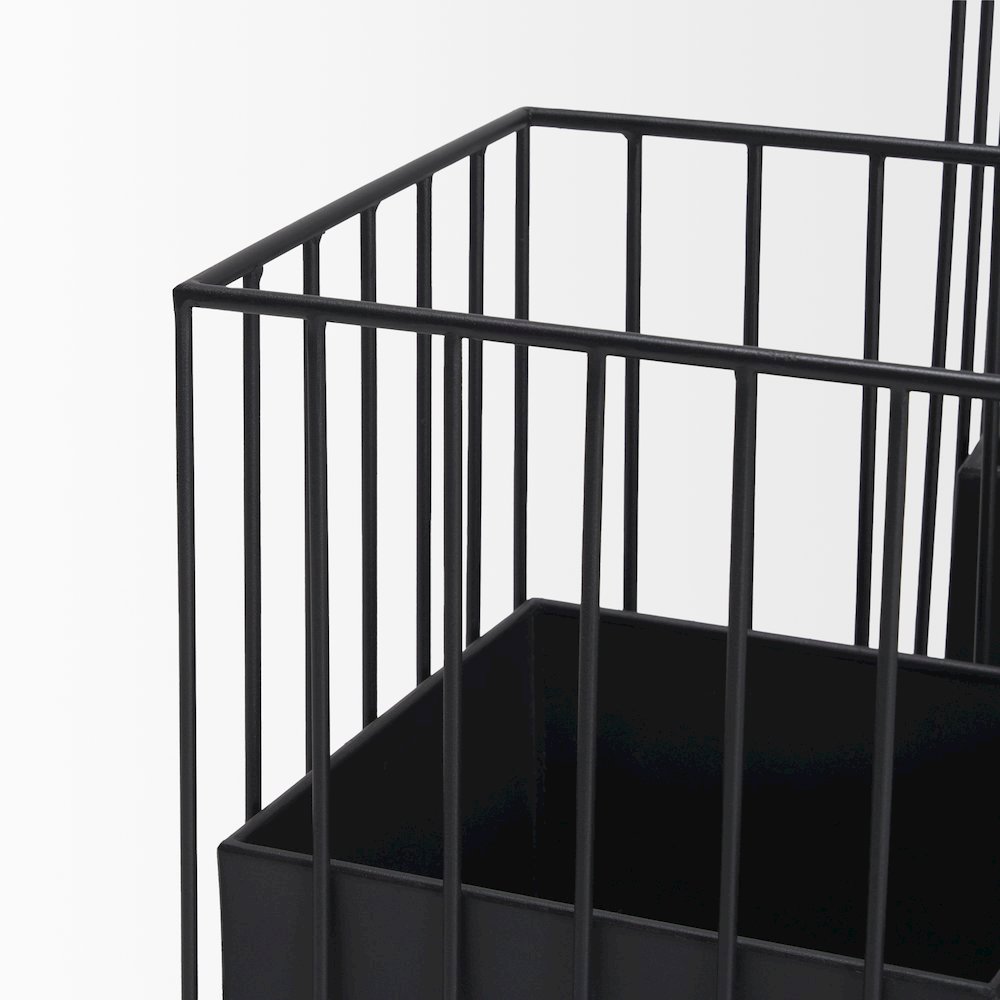 Verna Matte Black Wire Cage Metal Planters (Set of 2)