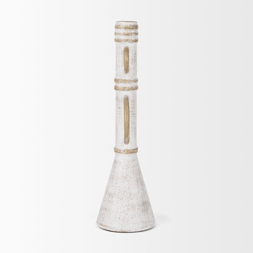 Ziva Large Distressed White Metal Sculptural Object