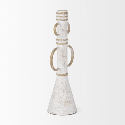 Ziva Large Distressed White Metal Sculptural Object