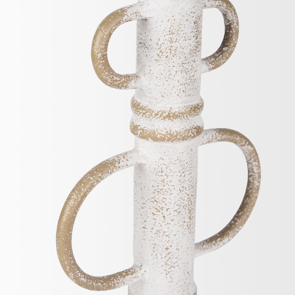 Ziva Large Distressed White Metal Sculptural Object