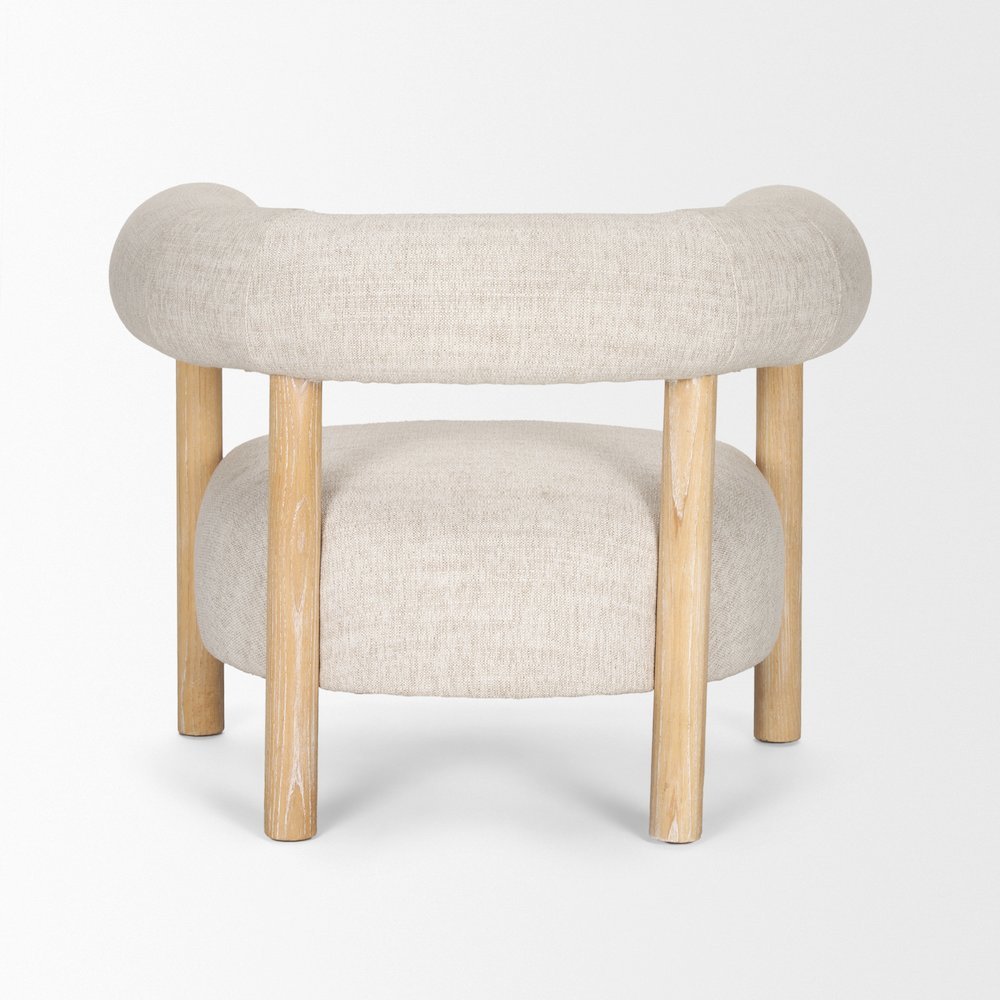 Gianna Open Back Light Brown Wood w/ Oatmeal Fabric Accent Chair
