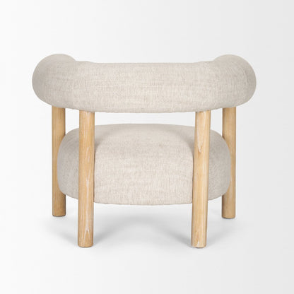 Gianna Open Back Light Brown Wood w/ Oatmeal Fabric Accent Chair