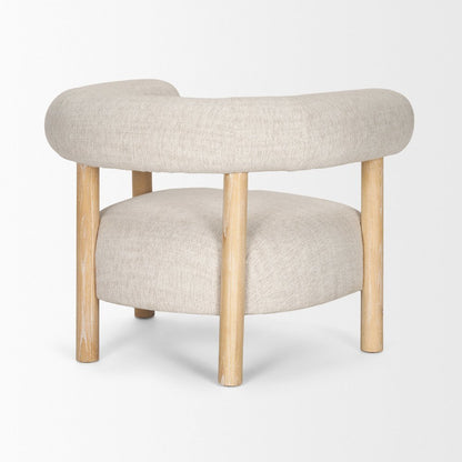 Gianna Open Back Light Brown Wood w/ Oatmeal Fabric Accent Chair