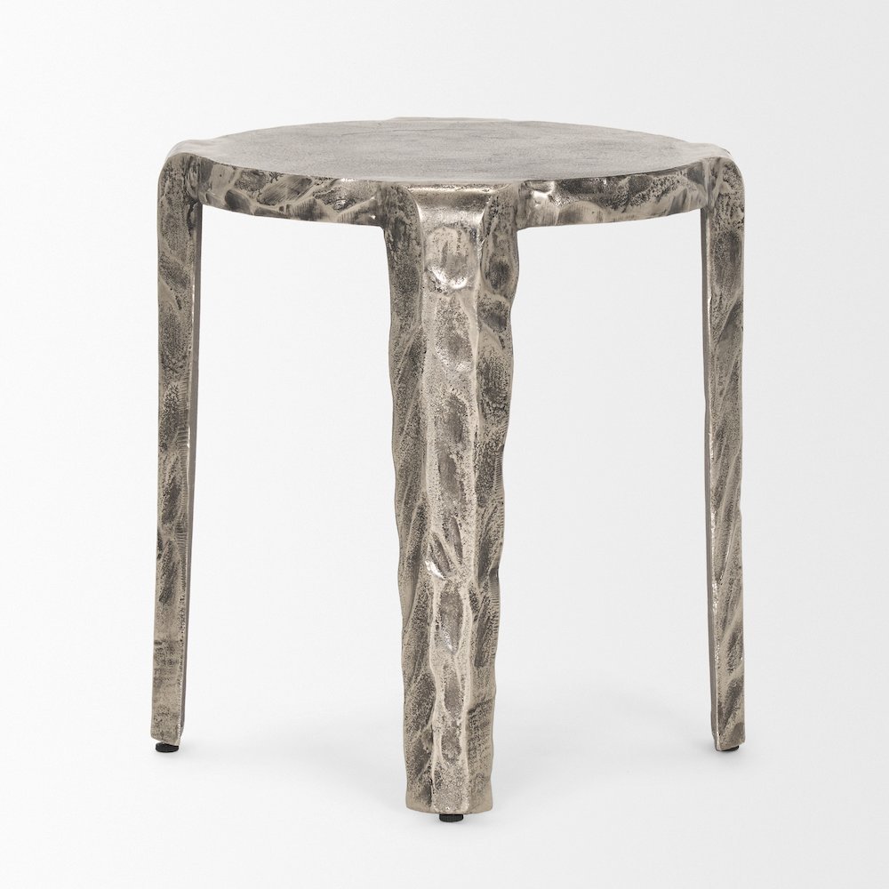 Randy Textured Silver Nickel Cast Aluminum Metal Accent Table