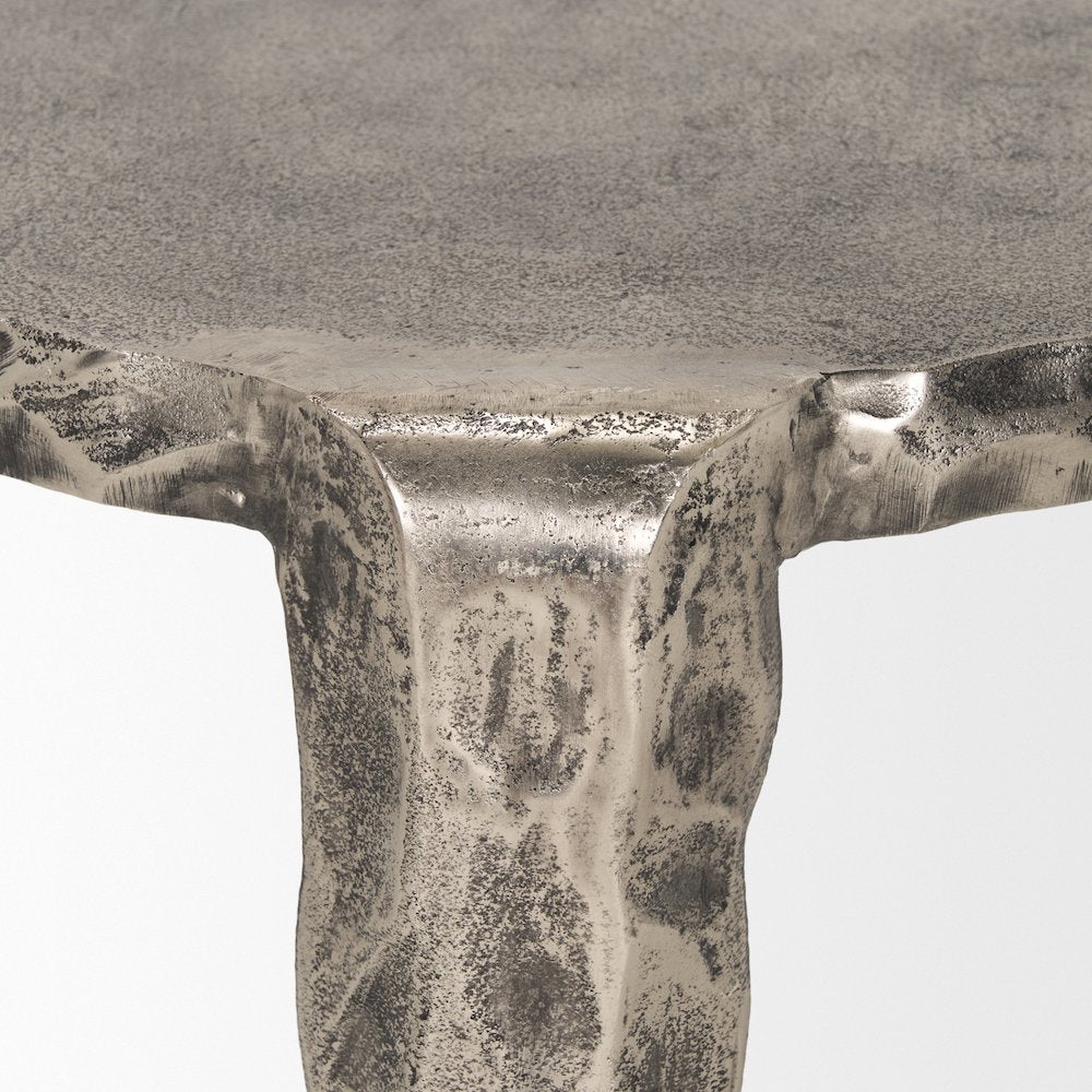 Randy Textured Silver Nickel Cast Aluminum Metal Accent Table
