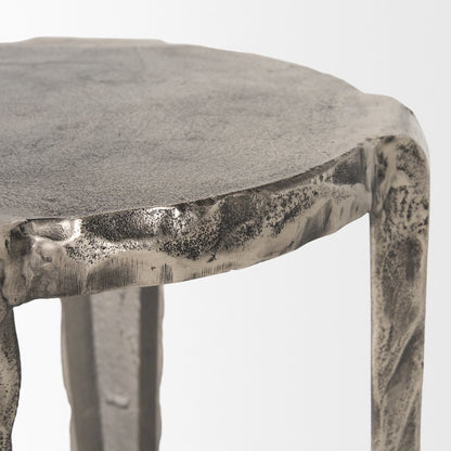 Randy Textured Silver Nickel Cast Aluminum Metal Accent Table