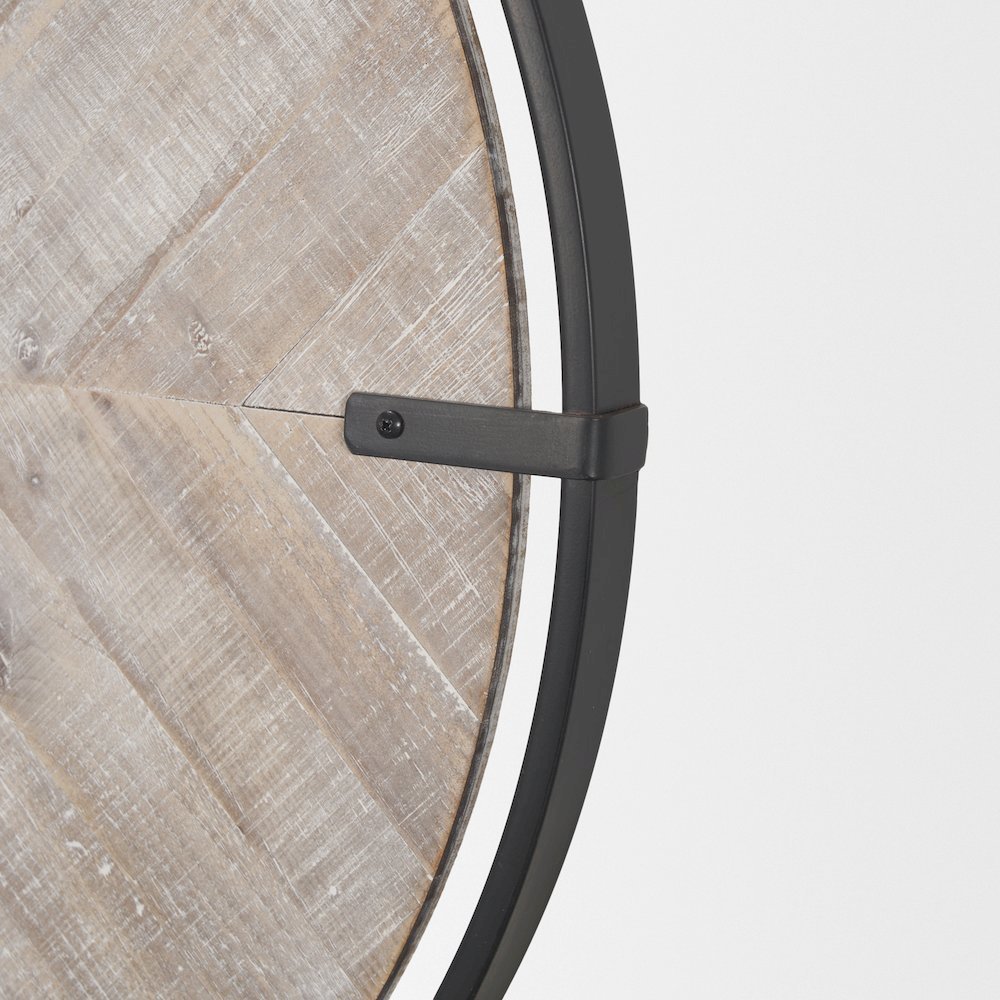 Rani Matte Black Metal w/ Wood Wall Clock
