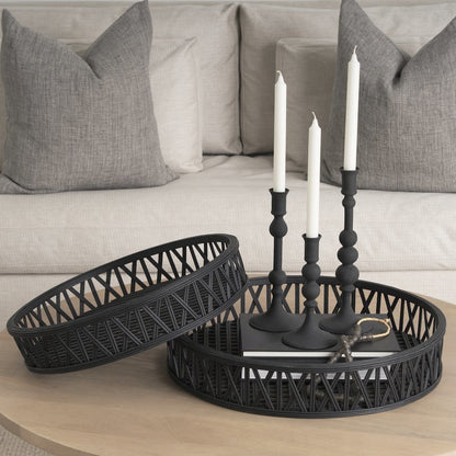 Haute Small Matte Black Blown Glass Candlestick
