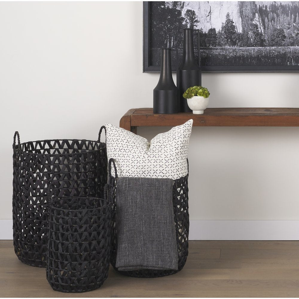 Jayden Cream w/ Black Print Linen Square Decorative Pillow Cover