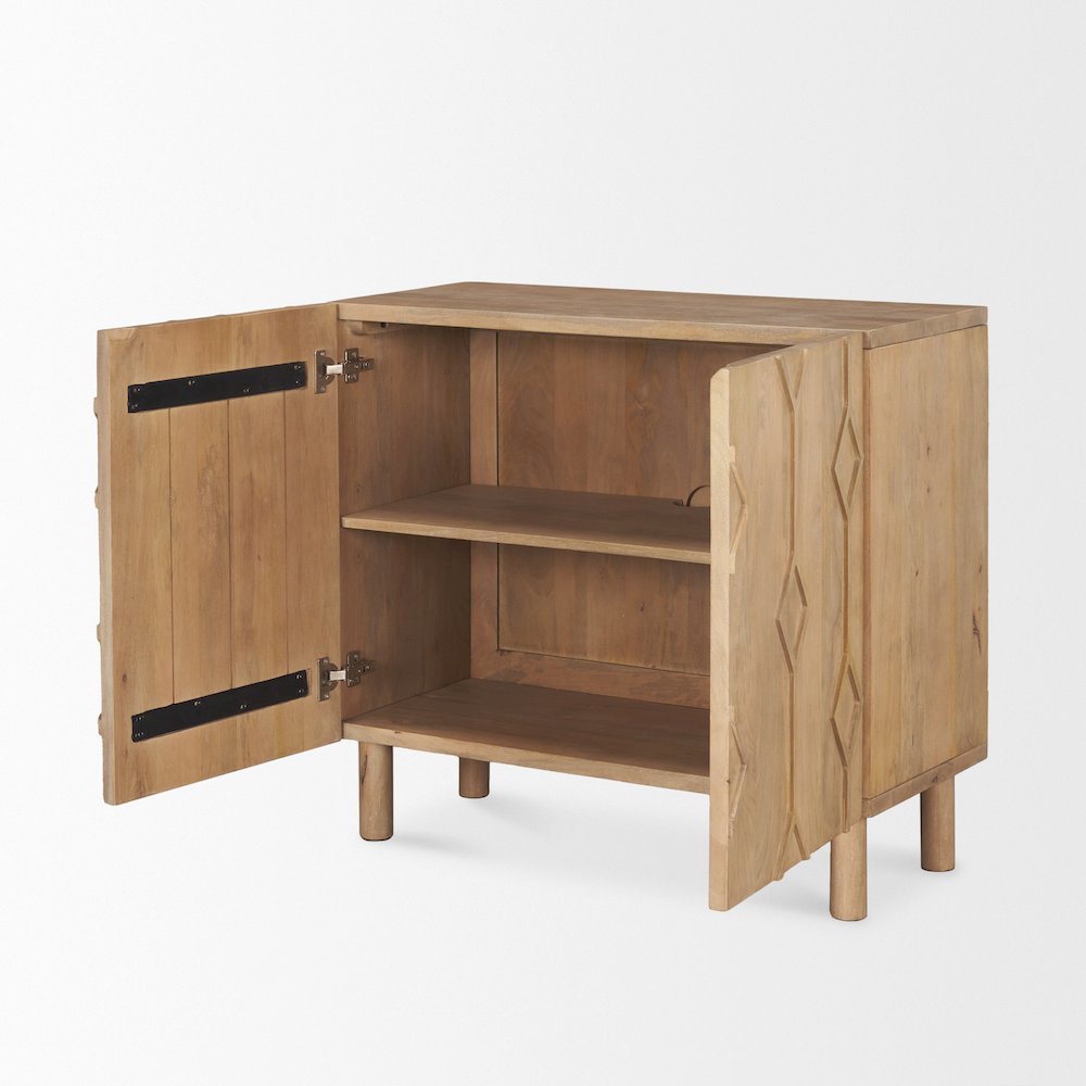 Heera Light Brown Diamond Motif w/ Shelf Accent Cabinet