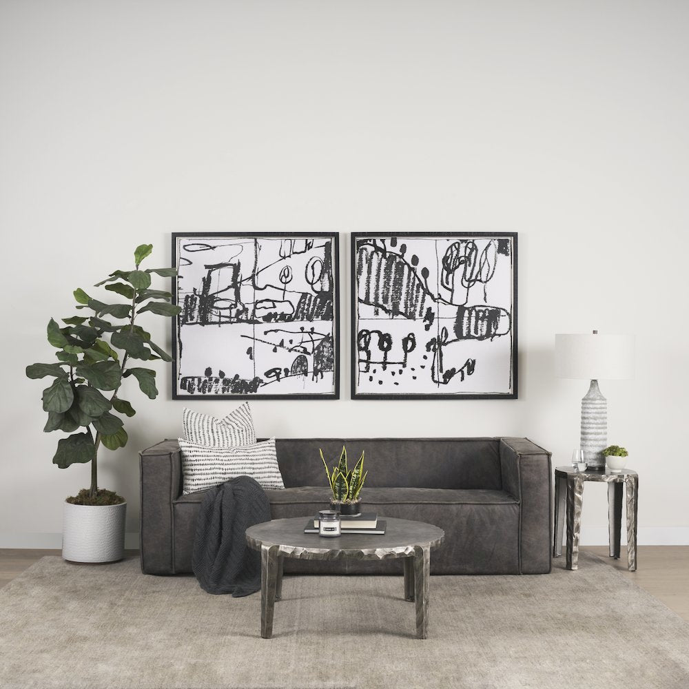 Jenna Cream w/ Black Print Linen Lumbar Decorative Pillow Cover
