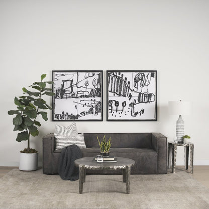Jenna Cream w/ Black Print Linen Lumbar Decorative Pillow Cover