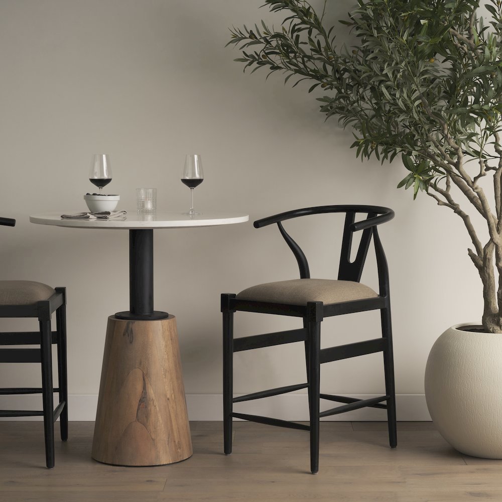 Trixie Black Wood Frame w/ Gray Upholstered Seat Counter Stool