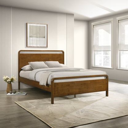 Eldren Wood Bedroom Set Queen Platform Bed with Dresser Mirror, Nightstand Chest