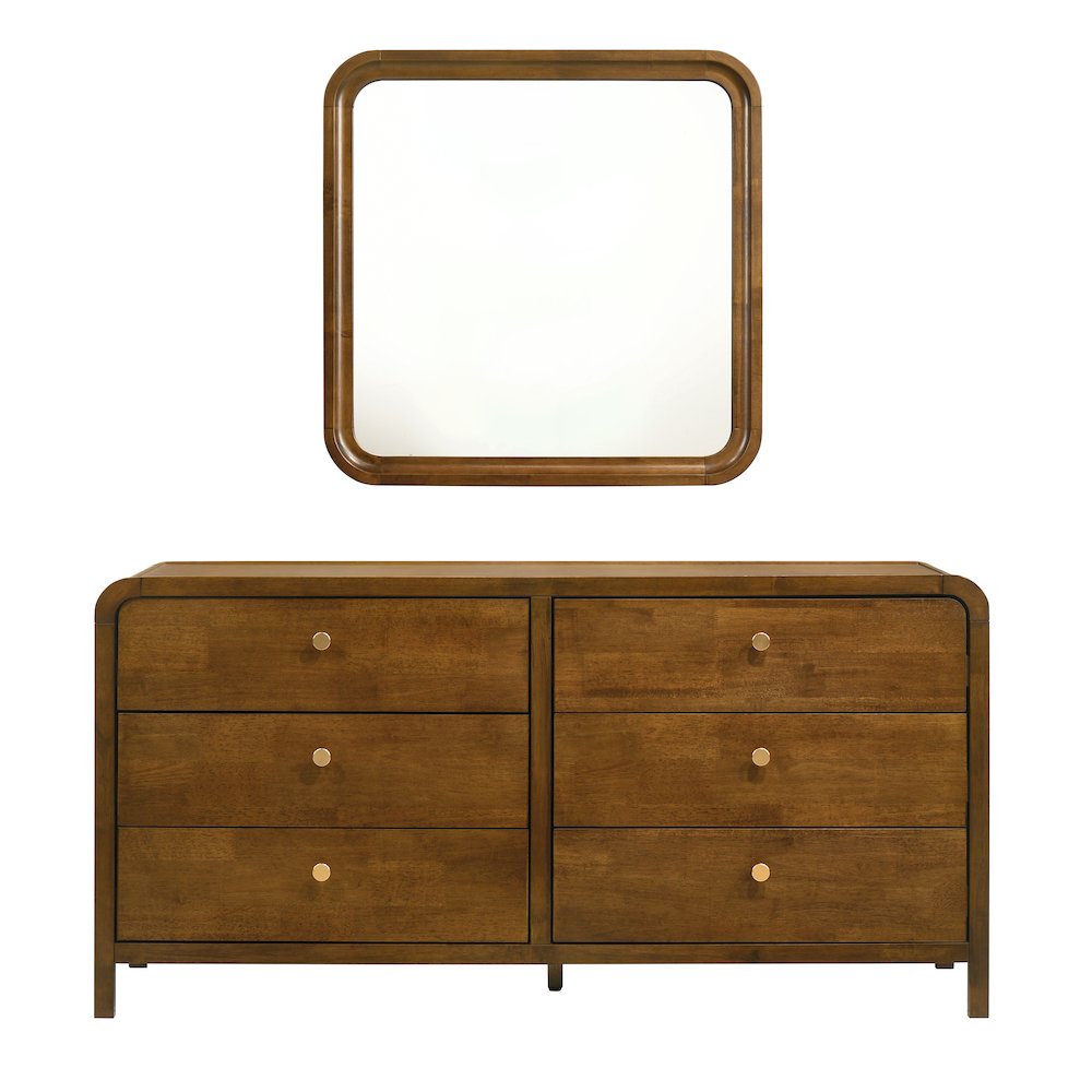 Wood Bedroom Set, King Platform Bed with Dresser, Mirror