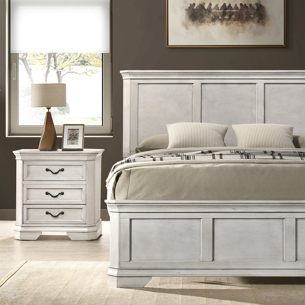 Maderne Wood Panel Bed with Dresser, Mirror, Nightstand, King