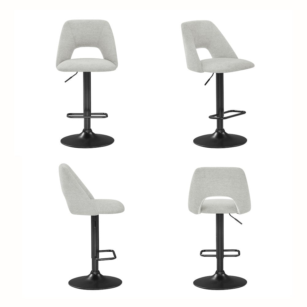 Nuvia Contemporary Adjustable Barstool with Upholstered Swivel Seats, Set of 2