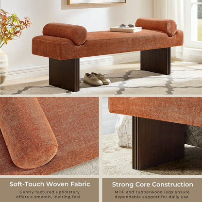 Brooke Contemporary Upholstered Bench, Orange