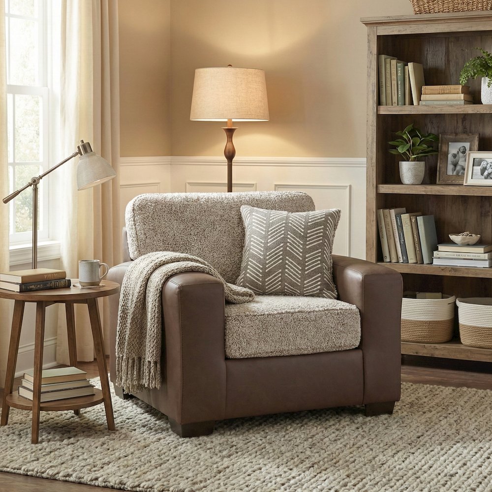 Marvella Living Room Chair with Chocolate Faux Leather