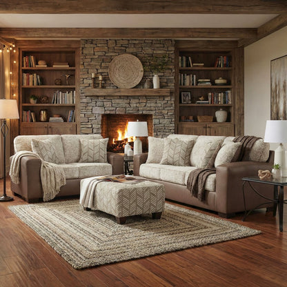 Marvella 4-Piece Living Room Set, Chocolate Faux Leather