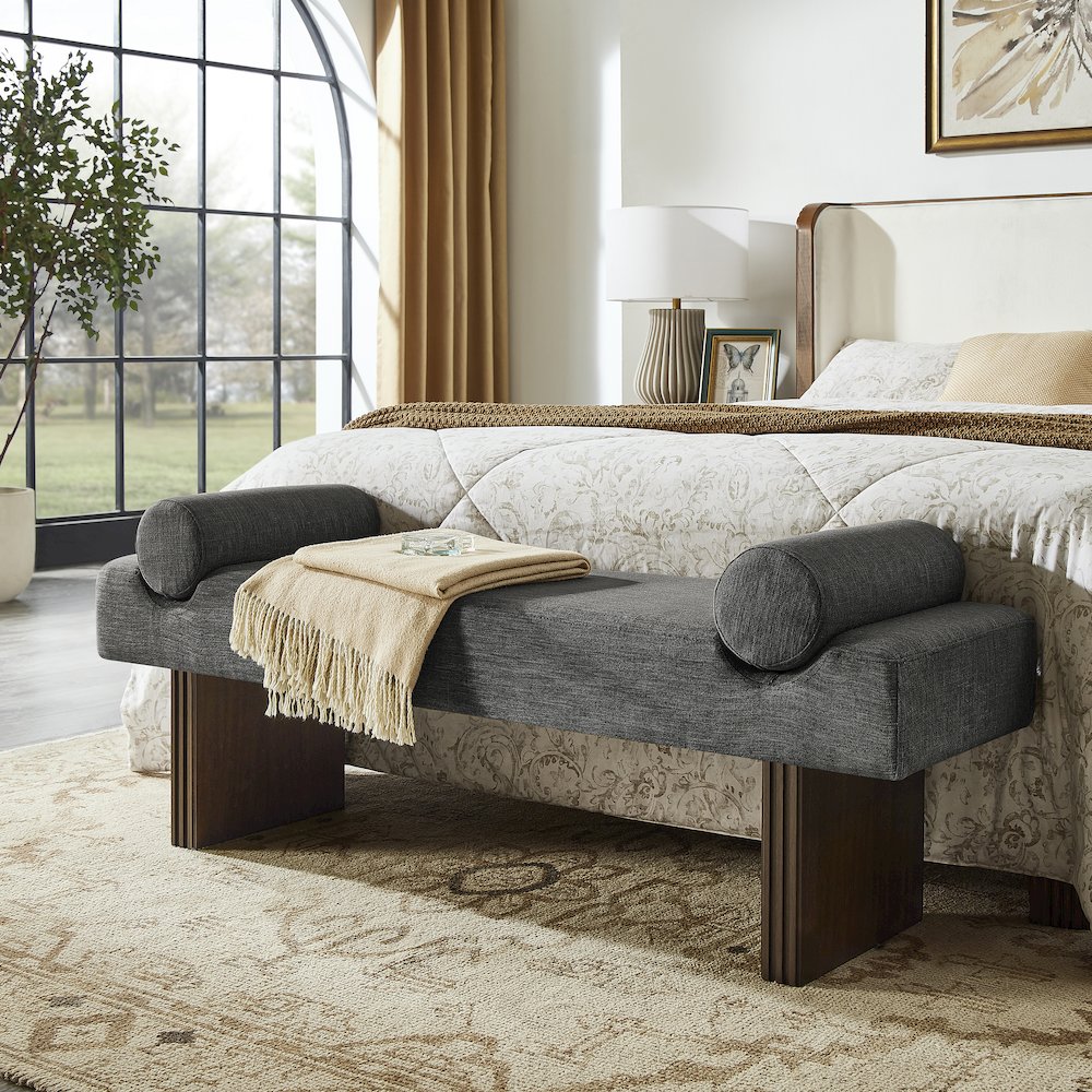 Brooke Contemporary Upholstered Bench, Black