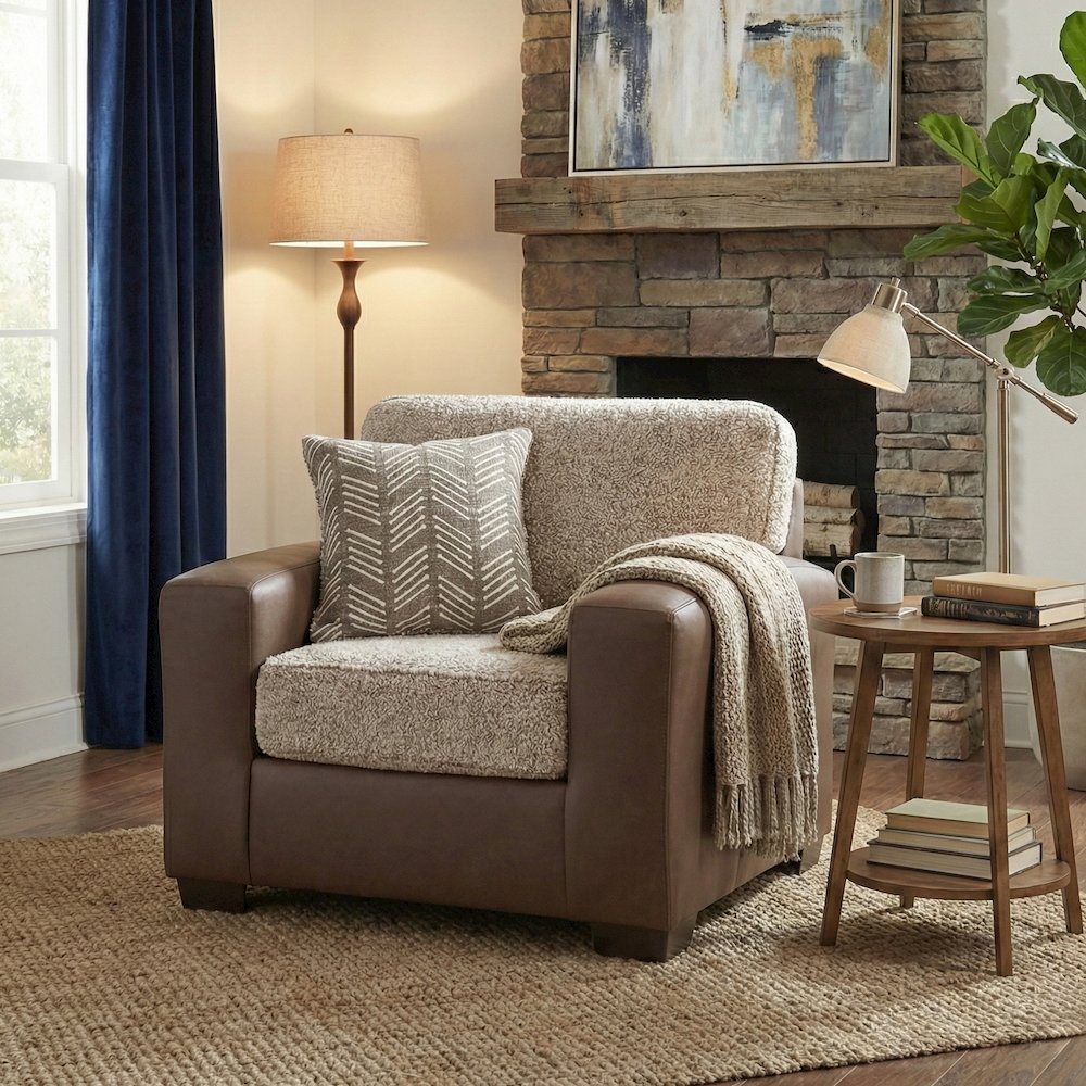 Marvella Living Room Chair with Chocolate Faux Leather