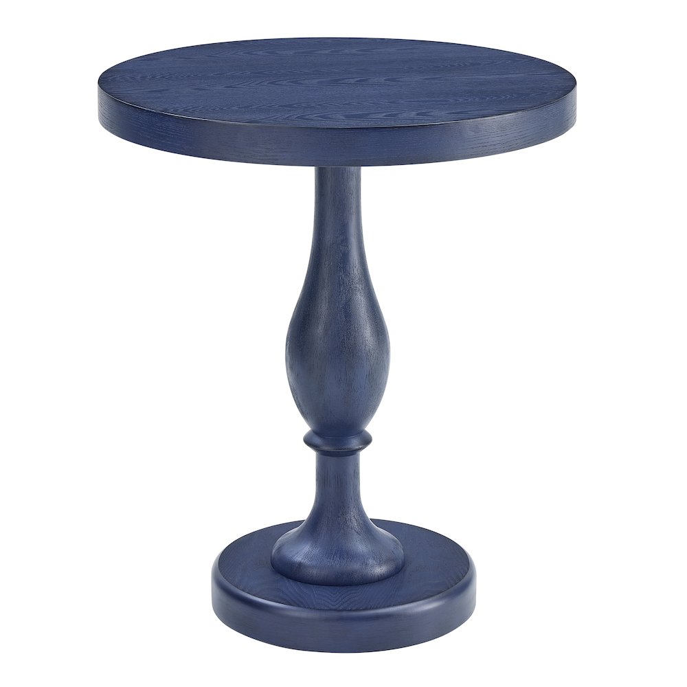 Solmere 22" Round Wood Pedestal End Table, Blue