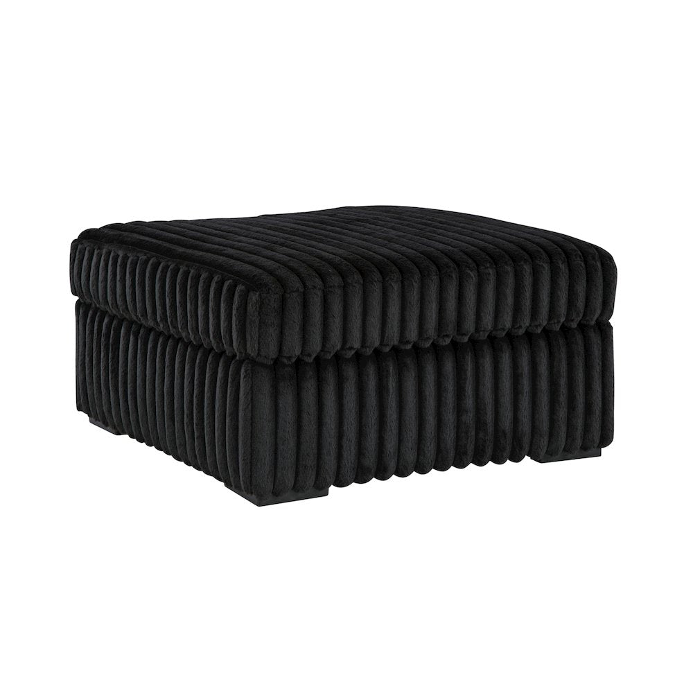 Solenne Oversized Ottoman with Jumbo Corduroy Upholstery, Black