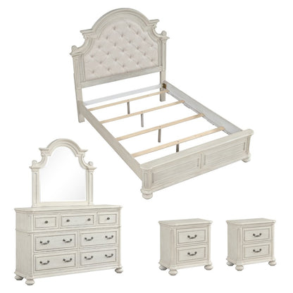 Nelson French Traditional 5-Piece Bedroom Set, Antique White, Queen