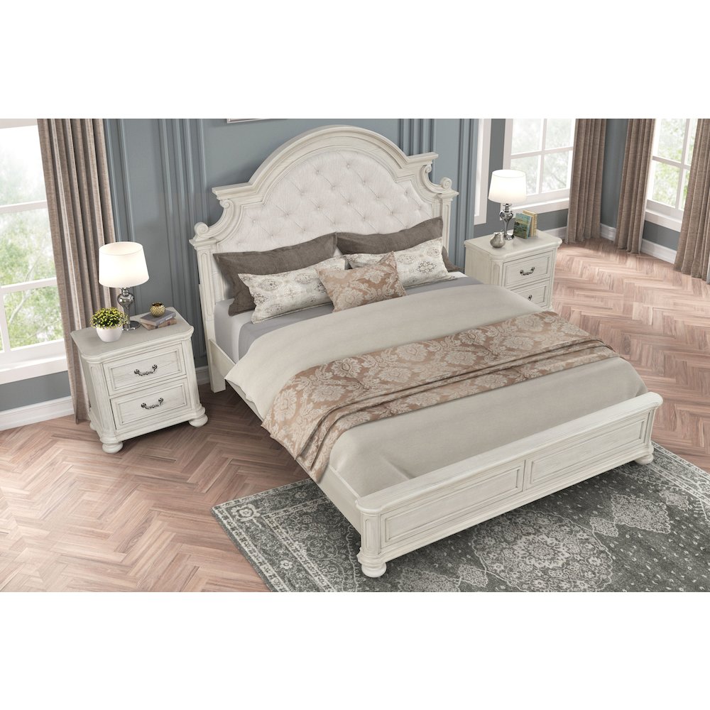 Nelson French Traditional 3-Piece Bedroom Set, Antique White, King