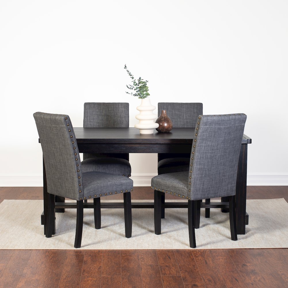 6-Piece Dining Set, Dining Table with 4 Stylish Chairs and a Bench, Gray
