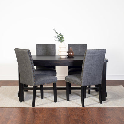6-Piece Dining Set, Dining Table with 4 Stylish Chairs and a Bench, Gray