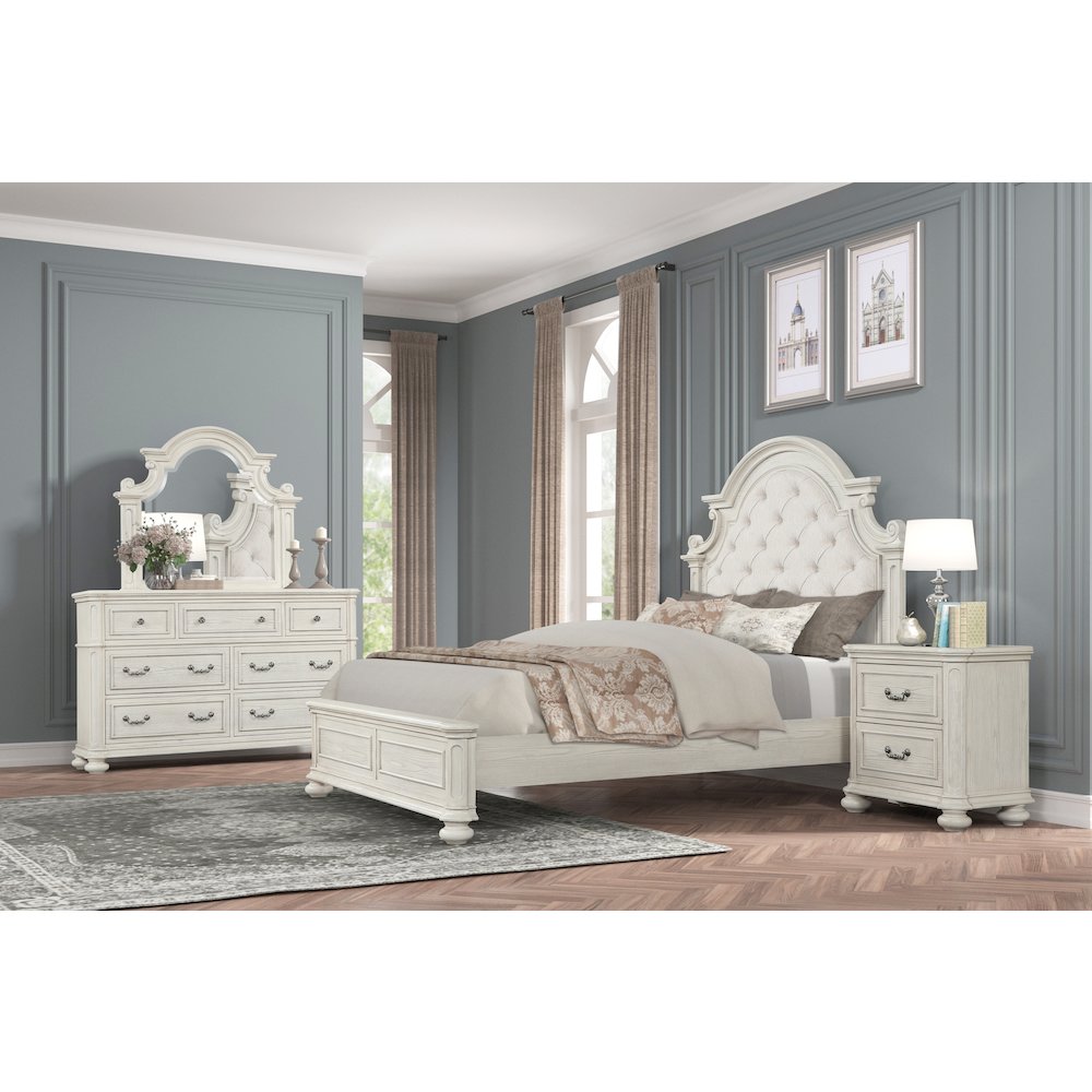 Nelson French Traditional 4-Piece Bedroom Set, Antique White, Queen