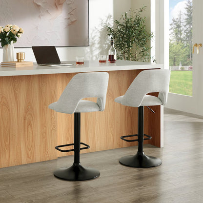 Nuvia Contemporary Adjustable Barstool with Upholstered Swivel Seats, Set of 2