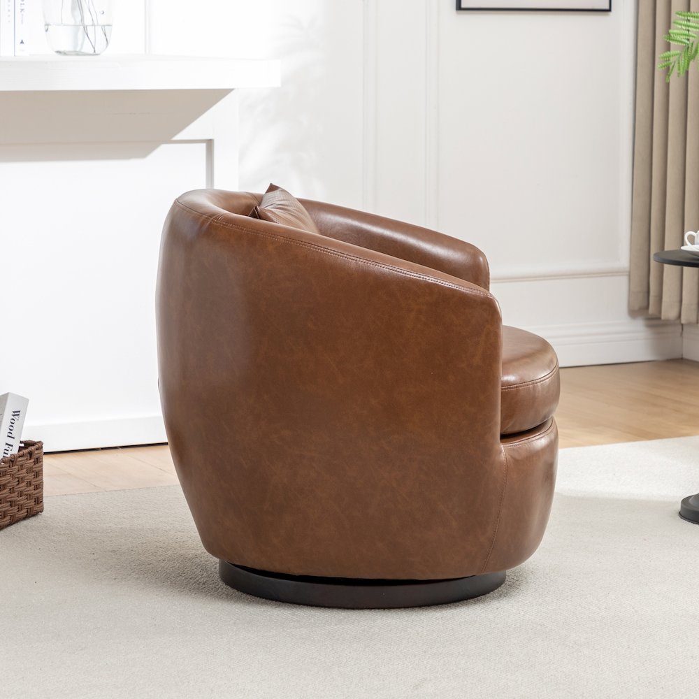 Orenza Modern Faux Leather Swivel Barrel Accent Club Chair