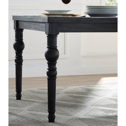 Leviton Urban Style Dark Wash Wood Dining Set: Table, 4 Chairs and Bench, Blue