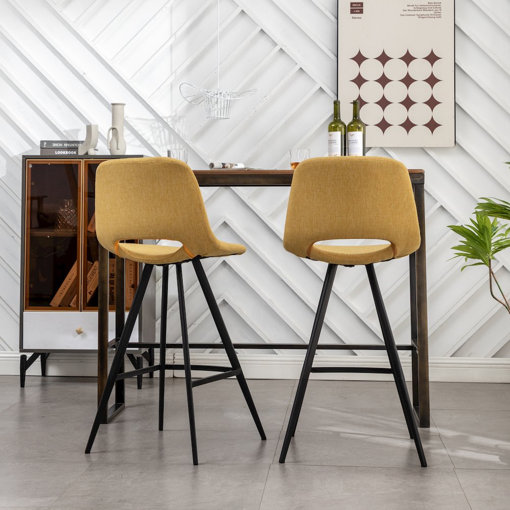 Porth Fabric Kitchen 28.25" Barstools, Set of 2, Yellow