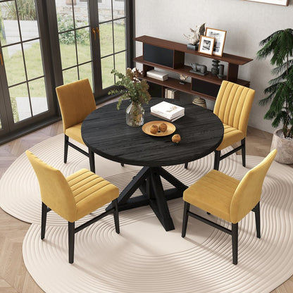 Walton 5-Piece Round Dining Set, Cross-Buck Table
